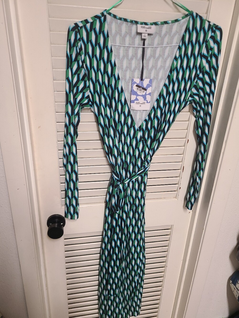 Diane Von Furstenberg Geometric Pattern Wrap Dress